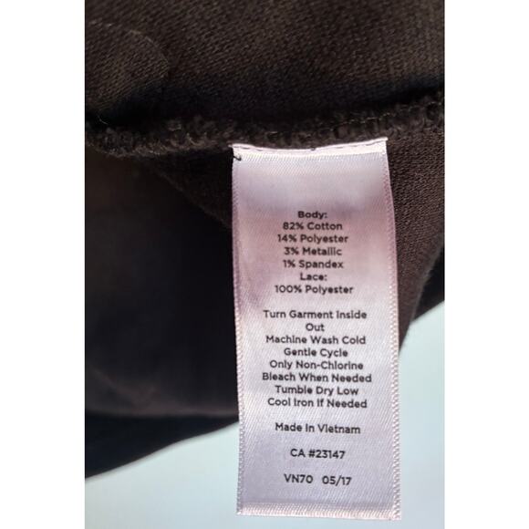 Talbots Petite Small Black Lace Adorned Knit Top - Picture 7 of 8